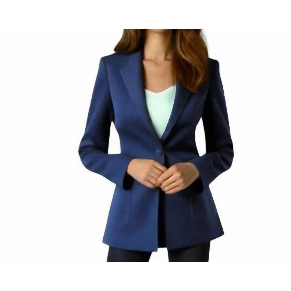 NEW L.O.S. COLLECTION single button wool blend classic blazer in navy